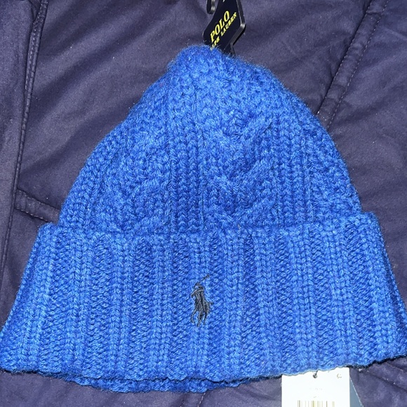 Polo Ralph Lauren Mens Blue Beanie - Picture 2 of 4